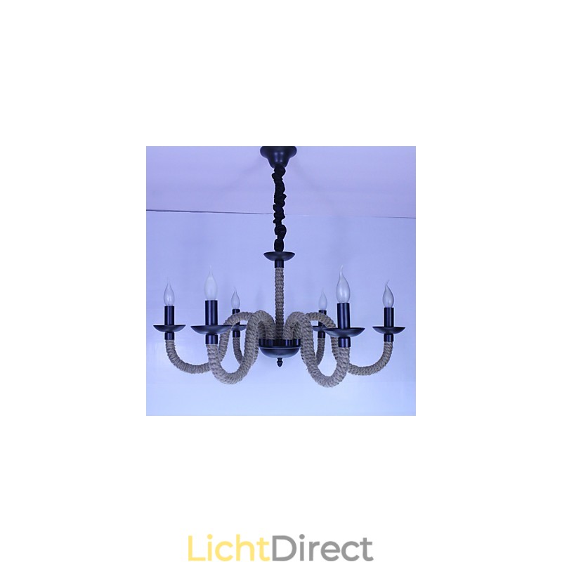 Loft Industrieel Wind Vintage IJzeren Lampen Winkels Kroonluchter Touw Kroonluchter Verlichting