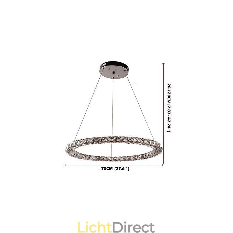 Moderne ringvormige kristallen hanglamp Moderne kristallen kroonluchter Plafondlamp Binnenlamp Armaturen Dimbaar met afstandsbediening