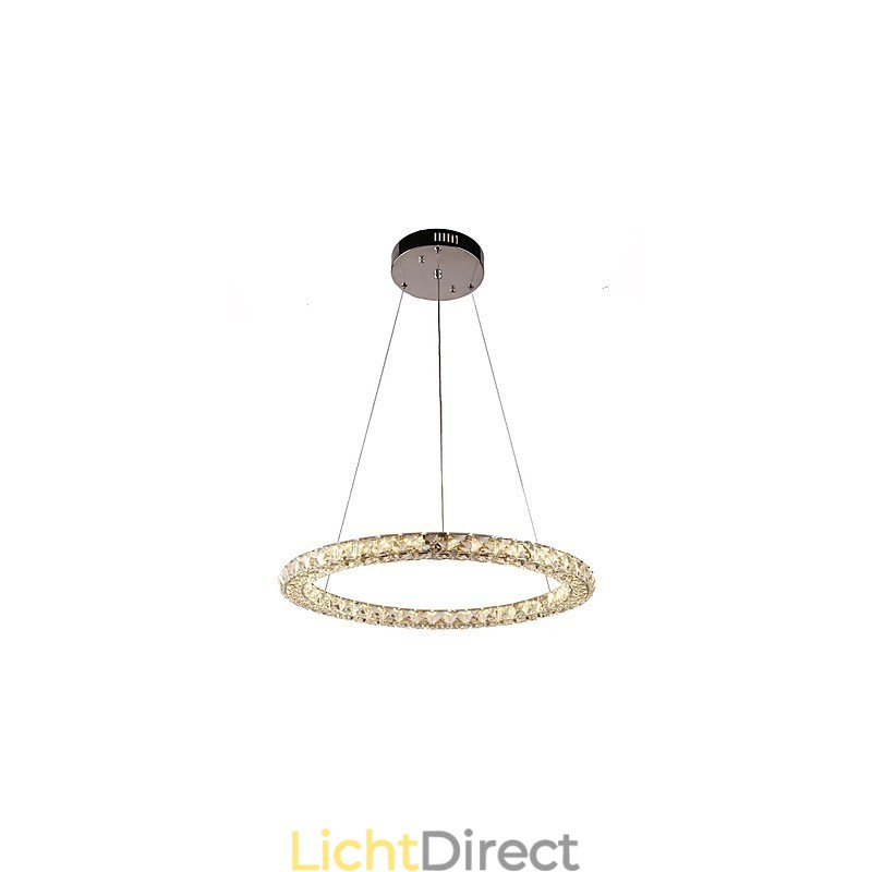 Moderne ringvormige kristallen hanglamp Moderne kristallen kroonluchter Plafondlamp Binnenlamp Armaturen Dimbaar met afstandsbediening