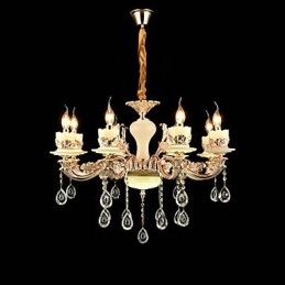 Traditionele klassieke zinklegeringsfunctie voor kristallen mini-stijl metalen kroonluchter met 8 lampen