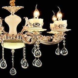 Traditionele klassieke zinklegeringsfunctie voor kristallen mini-stijl metalen kroonluchter met 8 lampen