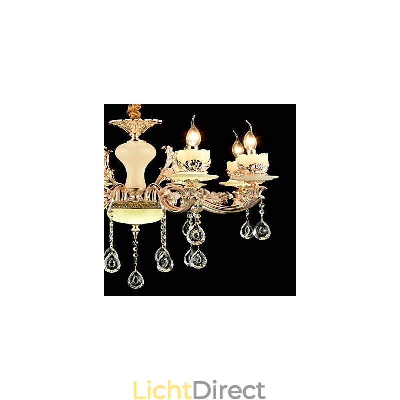 Traditionele klassieke zinklegeringsfunctie voor kristallen mini-stijl metalen kroonluchter met 8 lampen