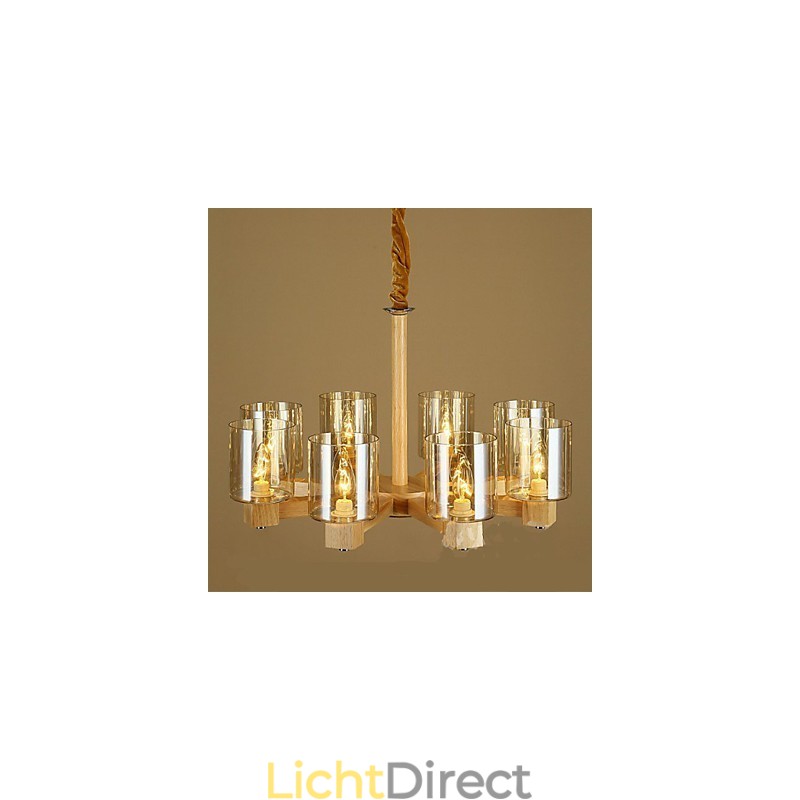 Mode Hanglamp Tafel Houten Glazen Kap
