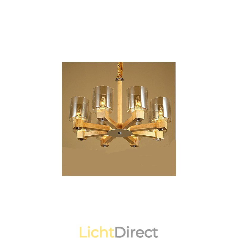 Mode Hanglamp Tafel Houten Glazen Kap