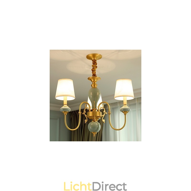 Traditionele klassieke landelijke messing-functie voor mini-stijl metalen kroonluchter met 3 lampen