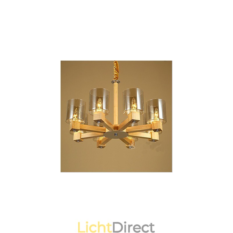 Mode Hanglamp Tafel Houten Glazen Kap