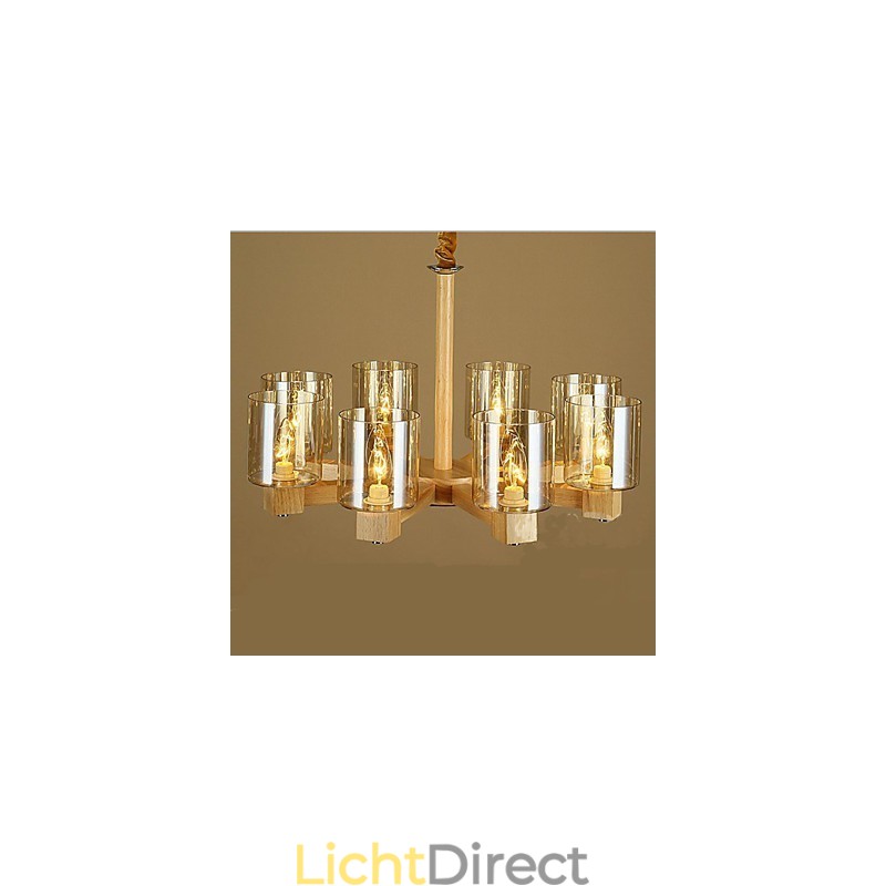 Mode Hanglamp Tafel Houten Glazen Kap