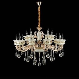 Traditionele klassieke zinklegering Kenmerk voor kristal mini-stijl metalen binnentuin 15 lampen kroonluchter