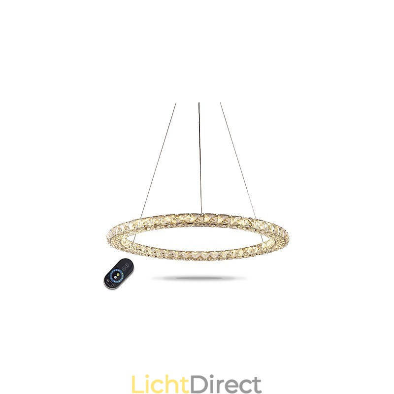 Ring Kristallen Hanglamp Moderne Kristallen Kroonluchter Plafondlampen Binnen Lampen Armaturen Dimbaar Met Afstandsbediening