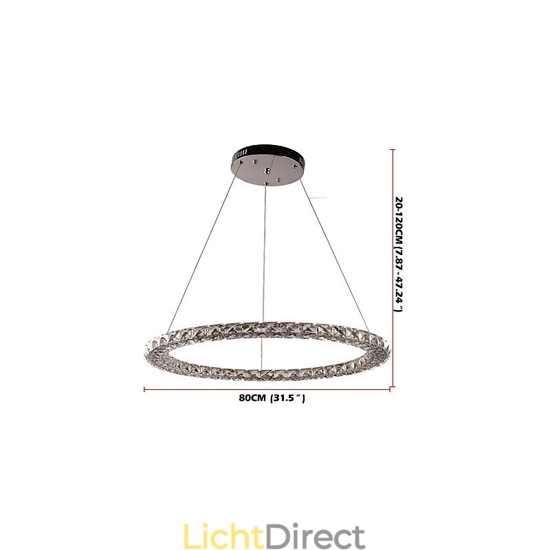 Ring Kristallen Hanglamp Moderne Kristallen Kroonluchter Plafondlampen Binnen Lampen Armaturen Dimbaar Met Afstandsbediening