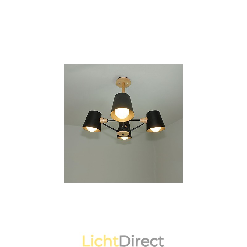 4-lichts multi-kleuren macaron hout vintage schilderij kenmerk metalen kroonluchter