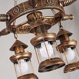 Rustieke Lodge Vintage Retro Landelijke Wereldbol Schilderij Kenmerk voor Mini Stijl Ontwerpers Metalen Kroonluchter