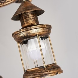 Rustieke Lodge Vintage Retro Landelijke Wereldbol Schilderij Kenmerk voor Mini Stijl Ontwerpers Metalen Kroonluchter