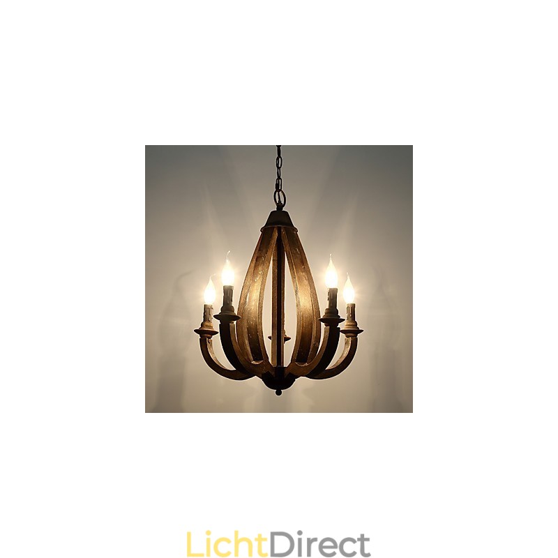 Vintage schilderij kenmerk mini stijl houten bamboe kroonluchter lamp de decoratieve hanglamp