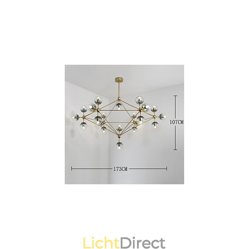 Twenty_one Light Post Modern Europa Stijl Modo Metalen Glazen Hanglamp de Foyer Decorate Industriële Kroonluchter Lamp