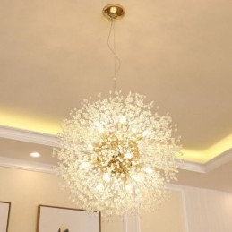 Vuurwerkbol Paardenbloem Chroom Feature Kristallen Metalen Kroonluchter