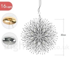 Vuurwerkbol Paardenbloem Chroom Feature Kristallen Metalen Kroonluchter