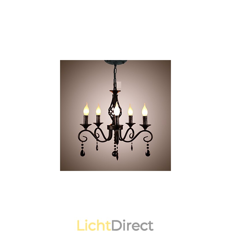 Traditionele kristallen kroonluchter binnenverlichting 5 lichts kaarsen eenvoudige kroonluchter