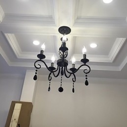 Traditionele kristallen kroonluchter binnenverlichting 5 lichts kaarsen eenvoudige kroonluchter