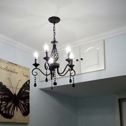 Traditionele kristallen kroonluchter binnenverlichting 5 lichts kaarsen eenvoudige kroonluchter