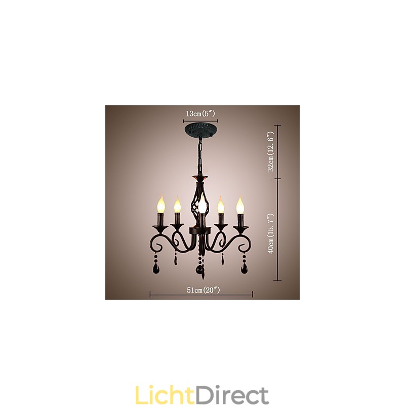 Traditionele kristallen kroonluchter binnenverlichting 5 lichts kaarsen eenvoudige kroonluchter