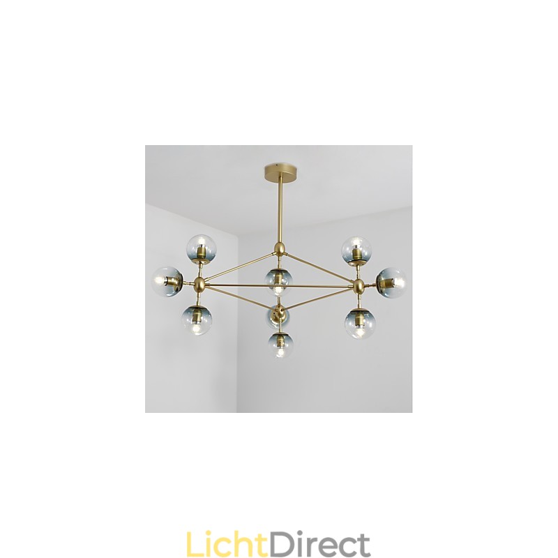 Tien lichts paal moderne Europese stijl Modo metalen glazen hanglamp de Foyer Decorate industriële kroonluchterlamp