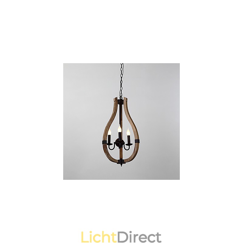 Drie licht vintage schilderij kenmerk mini stijl houten bamboe kroonluchter lamp de decoratieve hanglamp