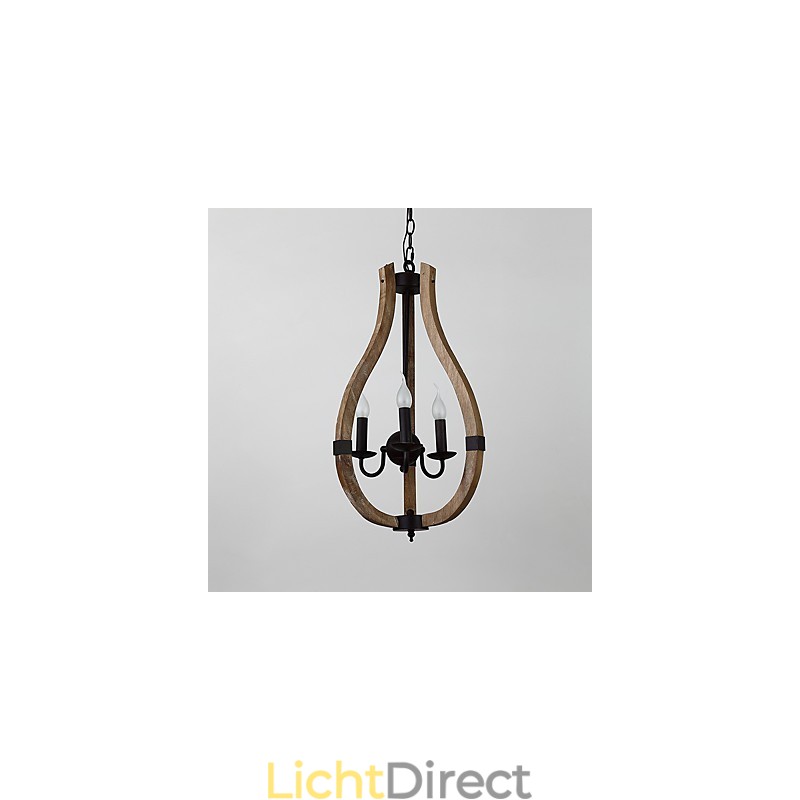 Drie licht vintage schilderij kenmerk mini stijl houten bamboe kroonluchter lamp de decoratieve hanglamp