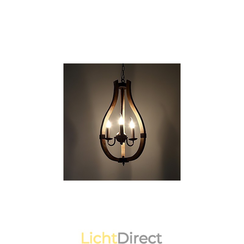 Drie licht vintage schilderij kenmerk mini stijl houten bamboe kroonluchter lamp de decoratieve hanglamp