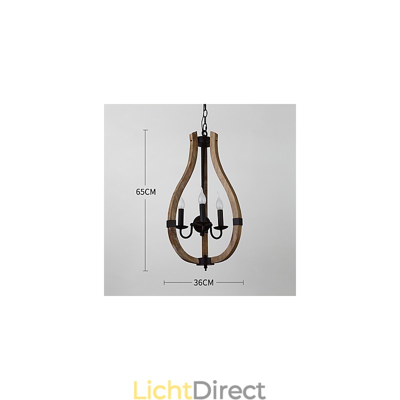 Drie licht vintage schilderij kenmerk mini stijl houten bamboe kroonluchter lamp de decoratieve hanglamp
