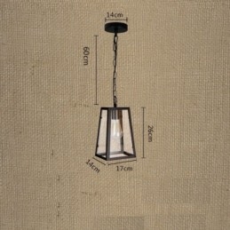 Vintage metalen hanglamp met glazen kap