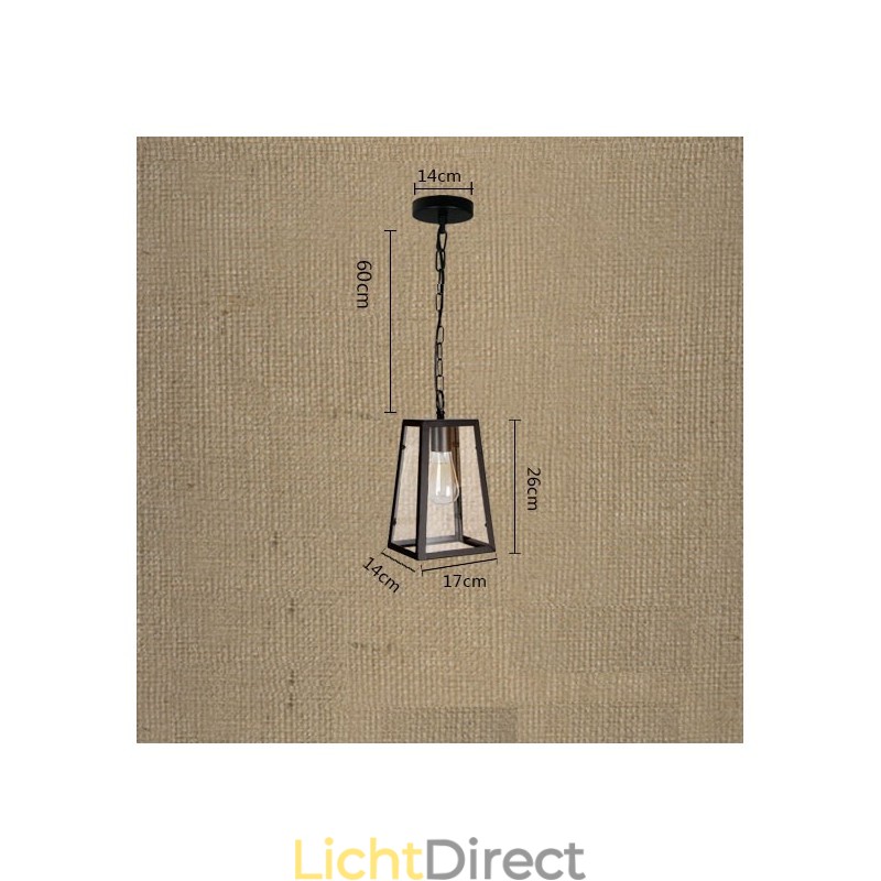 Vintage metalen hanglamp met glazen kap