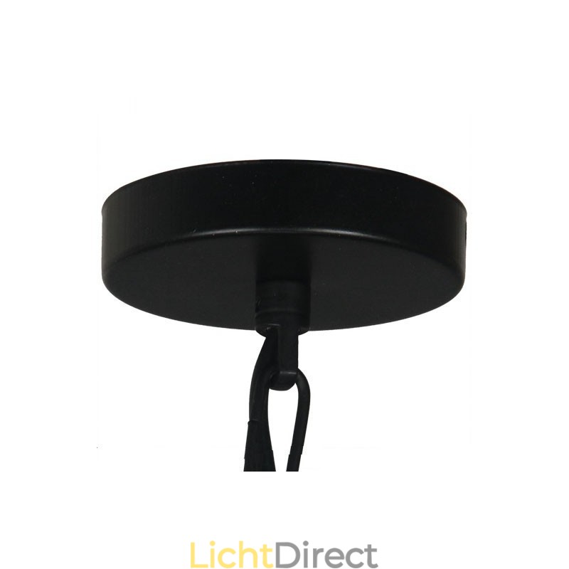Vintage metalen hanglamp met glazen kap