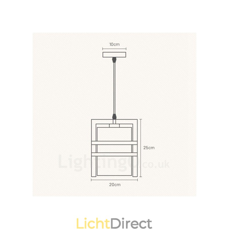 1 Lichte Houten Retro Vintage Hanglamp met Stoffen Kap
