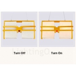 2-lichts houten retro vintage hanglamp met stoffen kap