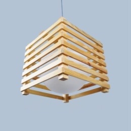 1 Lichte houten moderne eigentijdse hanglamp in Scandinavische stijl met glazen kap