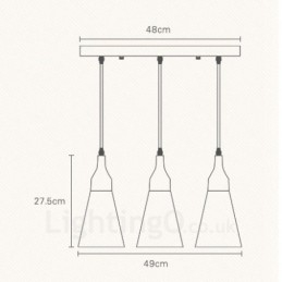 3-lichts moderne hanglamp van hout met stoffen kap