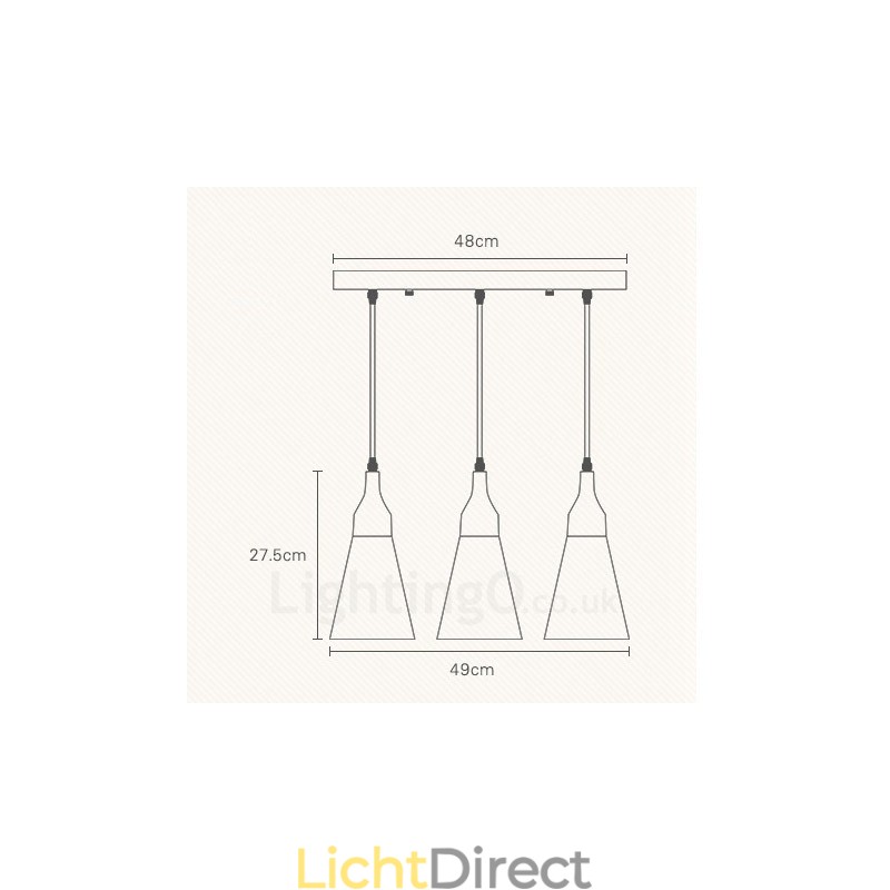 3-lichts moderne hanglamp van hout met stoffen kap