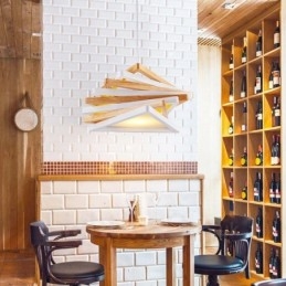 1 Lichte houten moderne eigentijdse hanglamp met houten kap