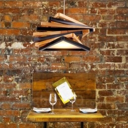 1 Lichte houten moderne eigentijdse hanglamp met houten kap
