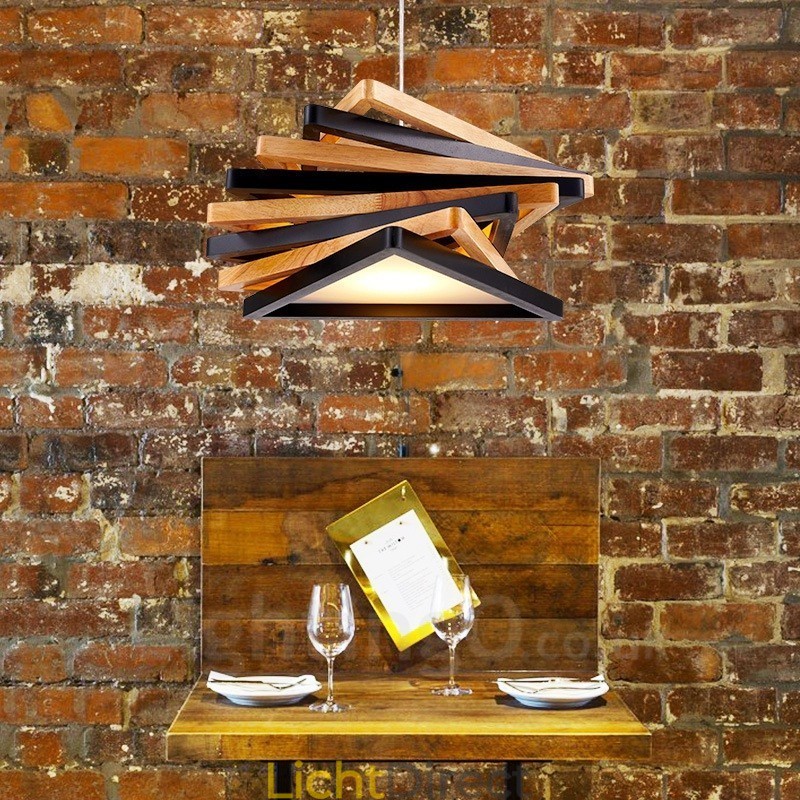 1 Lichte houten moderne eigentijdse hanglamp met houten kap