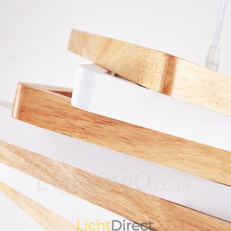 1 Lichte houten moderne eigentijdse hanglamp met houten kap