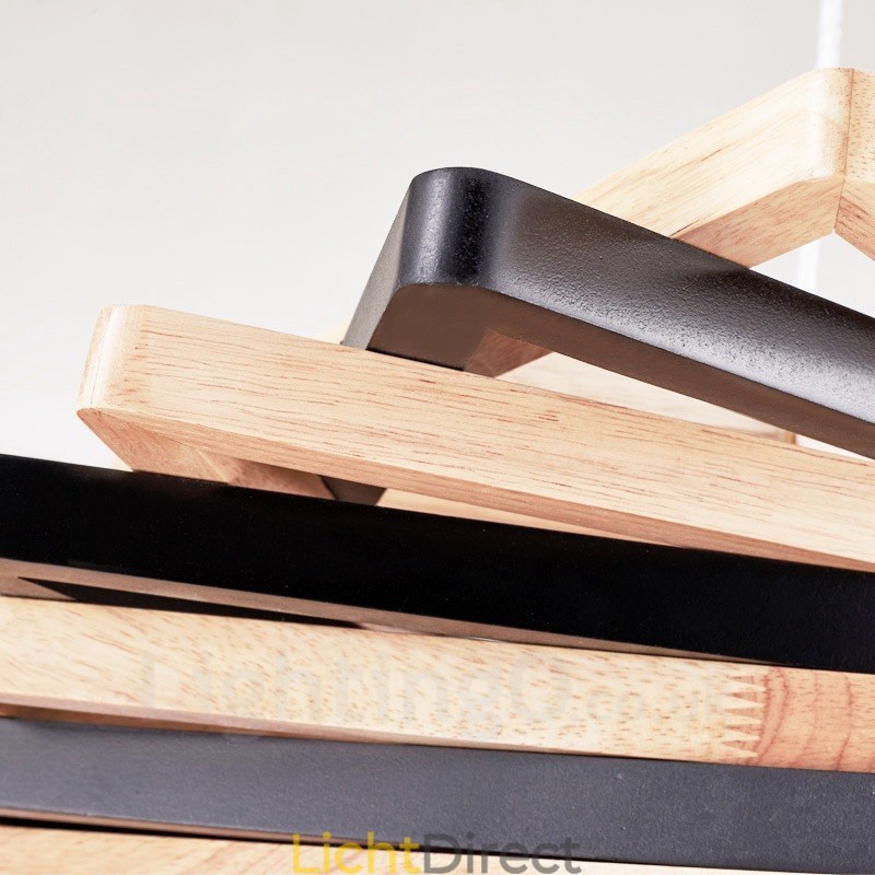 1 Lichte houten moderne eigentijdse hanglamp met houten kap