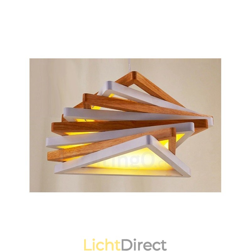 1 Lichte houten moderne eigentijdse hanglamp met houten kap