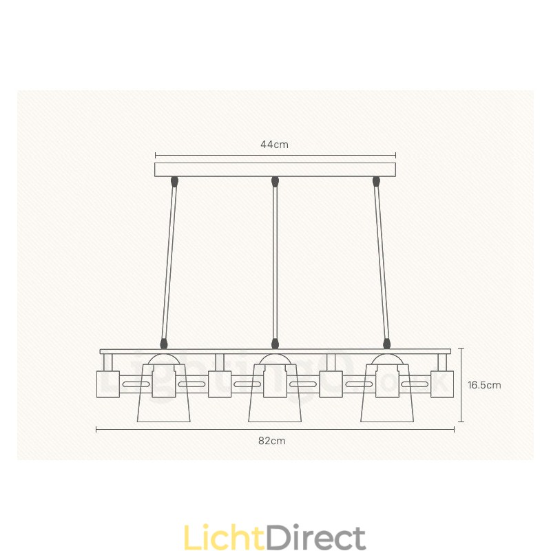 3-lichts houten moderne eigentijdse hanglamp in Scandinavische stijl met stoffen kap