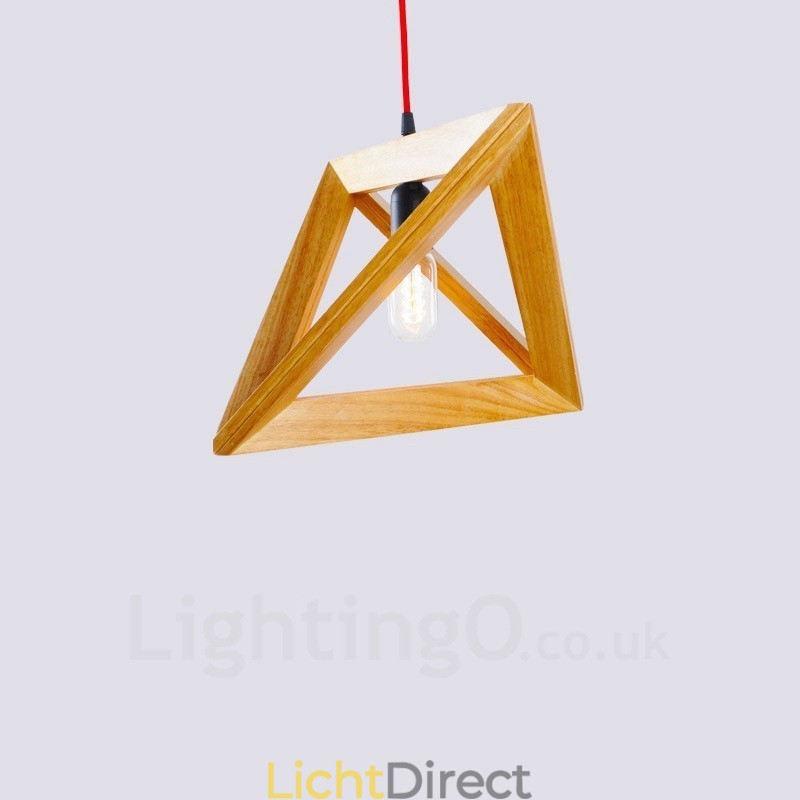 1 Lichte houten moderne eigentijdse hanglamp met houten kap