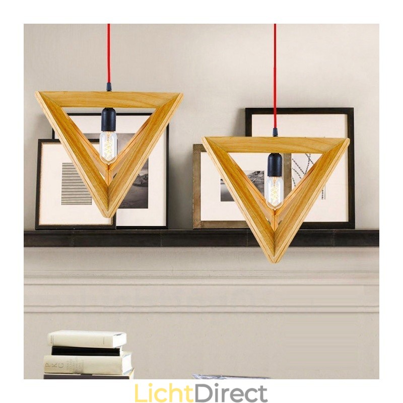 1 Lichte houten moderne eigentijdse hanglamp met houten kap