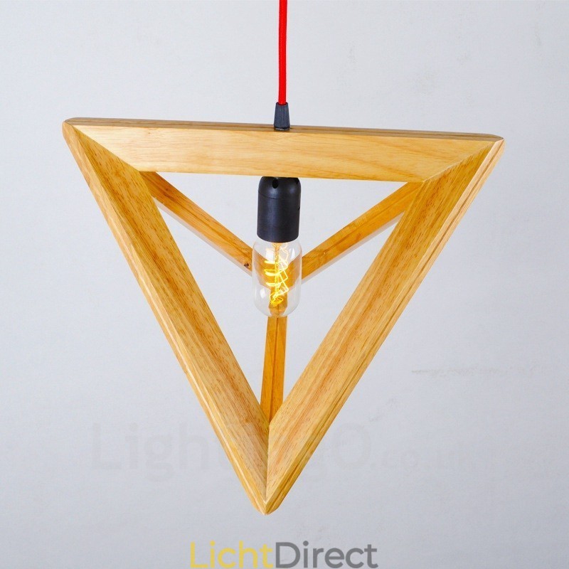 1 Lichte houten moderne eigentijdse hanglamp met houten kap