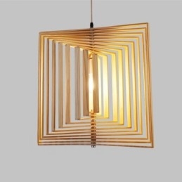 1 Lichte houten moderne eigentijdse hanglamp in Scandinavische stijl met houten kap