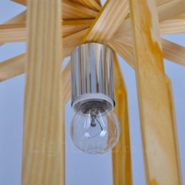 1 Lichte houten moderne eigentijdse hanglamp in Scandinavische stijl met houten kap